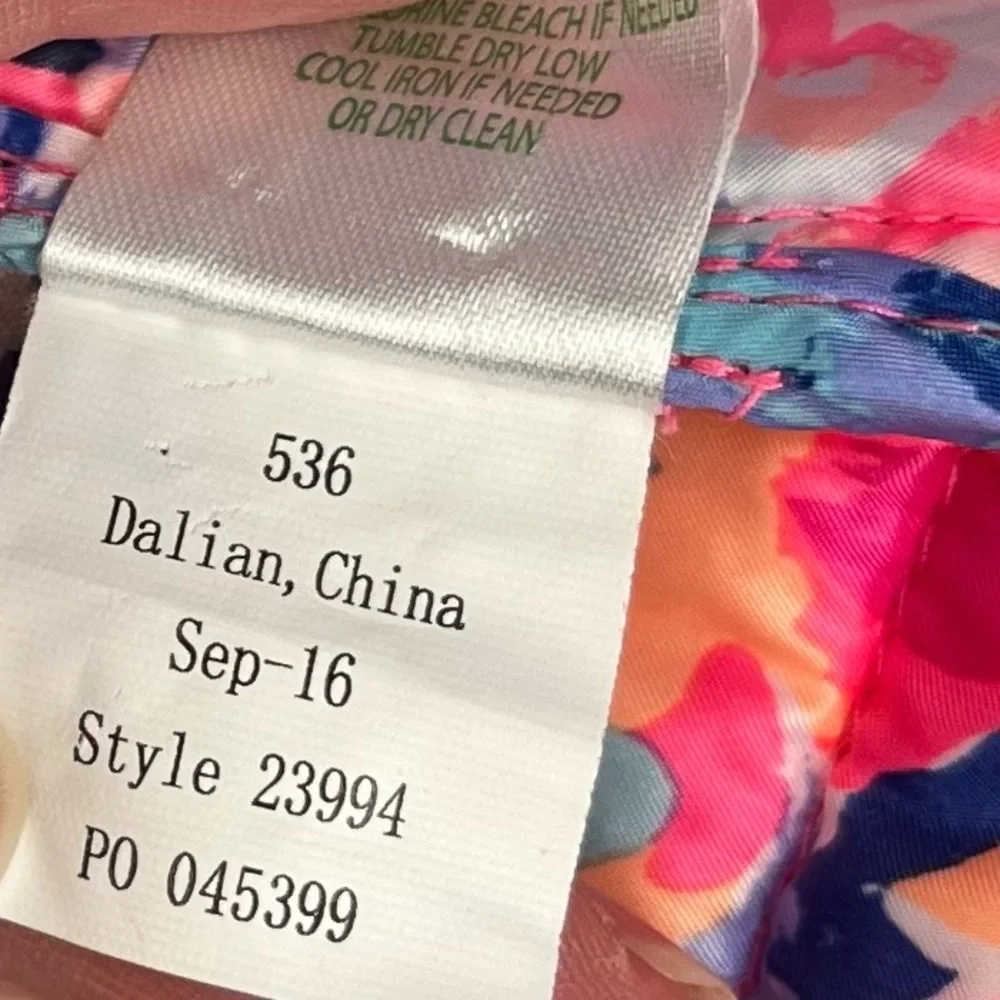 Lilly Pulitzer Girls Pink Quilted Puffer Vest XL Monogram Ruffle Hem